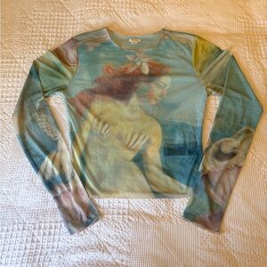 Urban Outfitters graphic Mermaid Multicolor Mesh Top